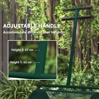 Outsunny Compost Spreader, 24" Peat Moss Spreader with Height Adjustable T Shaped Handle and Metal Mesh Basket, Garden Spreader for Seeding, Spreading Manure, Green(m-6)