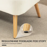 HOMCOM Sofa 2-osobowa, miękkie wyściełanie, łatwy w pielęgnacji materiał, do 220 kg, 117 x 56,5 x 77 cm, kremowa biel(m-7)