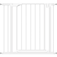 PawHut Barrera de Seguridad para Niños y Perros Ancho 76-89 cm Bloqueo Doble y Cierre Automático Apertura Dos Sentidos Blanco