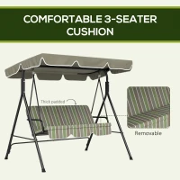 Outsunny Three-Seater Garden Swing Chair, with Adjustable Canopy - Green(m-7)