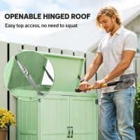 Outsunny Small Shed, Wooden Garden Shed with Openable Hinged Roof and Removable Shelf, 74 x 43 x 88 cm, Light Green(m-4)