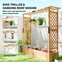 Outsunny Fir Wood 171 x 39 cm Planter and Trellis Garden Bed(m-5)
