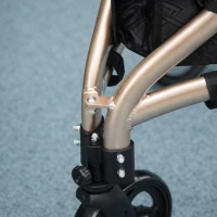 HOMCOM 3 Wheel Rollator, Lightweight Aluminium Tri Walker with Adjustable Handle, Storage Bag and Dual Brakes, 5.3kg, Gold Tone(m-10)