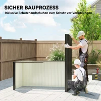 Outsunny Metalen gereedschapsschuur 1,37 m², afsluitbare schuur met ventilatie, schuin dak en handschoenen, 163 x 90 x 179 cm(m-8)