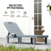 Outsunny Set 2 Lettini Prendisole con Schienale Regolabile e Vassoi, in Polipropilene, 62x158x88 cm, Grigio Scuro(m-6)