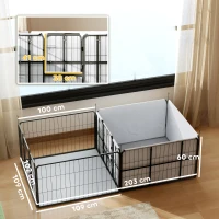 PawHut Seven-Panel Dog Whelping Box, Dog Playpen with Washable Whelping Pads, Wind-Resistant Fabric, for Small and Medium Dogs(m-3)