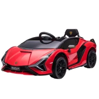 HOMCOM kindervoertuig 2 rijmodi Lamborghini SIAN SUV auto speelgoed elektrische auto met afstandsbediening extra brede banden muziek (MP3 / USB) licht 3–5 jaar PP metaal rood 108 x 62 x 40 cm(m-15)