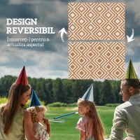 Outsunny Covor de Exterior pentru Balcon și Terasă, Rezistent la Raze UV, 182x274 cm, Maro și Alb(m-7)