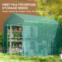 Outsunny 8 x 6.5 ft Outdoor Garden Storage Shed, Waterproof Bike Tent with Double Roll-up Zipper Door for Garden Tools, Green(m-7)