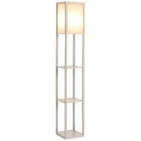 HOMCOM 3-Tier Floor Lamp, Floor Light with Storage Shelf, Reading Standing Lamp with Acrylic Shade for Living Room, Bedroom, Kitchen, Dining Room, Office, Dorm, 160cm, Oak(m-25)