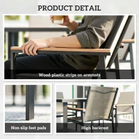 Outsunny Five-Piece Metal Dining Set, with Glass-Top Table - Khaki(m-7)