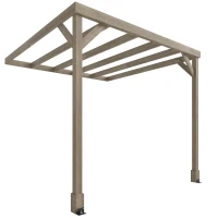 Outsunny Lean-To Wooden Pergola Kit, Decorative Garden Gazebo with Stable Structure and Concrete Anchors, 2.4 x 2.4m, Light Brown(m-1)
