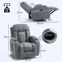 HOMCOM Massage Recliner Armchair, PU Leather Recliner Chair, Grey(m-3)