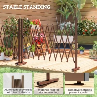 Outsunny Expanding Trellis Fence, Freestanding Movable Fence, Foldable Garden Screen Panel, 250 x 103.5 cm, Dark Brown(m-5)