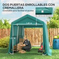 Outsunny Carpa de Jardín Exterior 2,4x2x2 m Cobertizo Exterior con 2 Puertas con Cremallera Impermeable Anti-UV Carpa Verde(m-5)