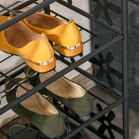 HOMCOM plantenrek bloemenrek plantenstandaard plantenetagere metaal 4 niveaus zwart(m-9)