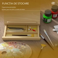 Vinsetto Șevalet pentru Pictură, Pliabil, cu Înclinare Reglabilă și Sertar cu Rafturi, 33,5x26x26 cm, Lemn Natural(m-6)