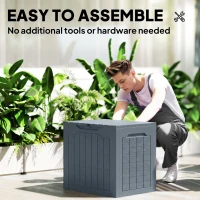 Outsunny 93L Plastic Garden Storage Box, Outdoor Storage Box with Handles, Waterproof Outdoor Storage Container, Light Grey(m-4)