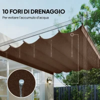 Outsunny Tetto per Gazebo Pergola con 10 Fori di Drenaggio in Poliestere, 250x255 cm, per Pergola 3x3m, Caffè(m-6)