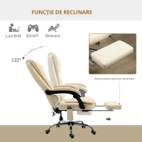 Vinsetto Fotoliu pentru Masaj Pivotant si Ergonomic cu Inaltime Reglabila cu 6 Puncte de Vibratie, 65x160x104 cm, Crem(m-6)