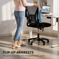 HOMCOM Office Chair, Mesh Desk Chair with Flip-up Armrests, Lumbar Support, Adjustable Height, Black(m-5)