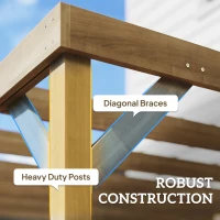 Outsunny Lean-To Wooden Pergola Kit, Decorative Garden Gazebo with Stable Structure and Concrete Anchors, 3 x 3 m, Light Brown(m-5)