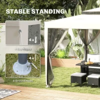 Outsunny 3 x 3 m Gazebo, Netting Party Tent, Patio Canopy Outdoor Event Shelter with Double Tier Roof, Cream White(m-8)
