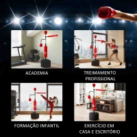 HOMCOM Punching Ball de Boxe com Altura Ajustável com 2 Bolas de Velocidade Barra Giratória 360° 88x50x160-230 cm Vermelho e Preto(m-7)