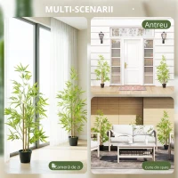 Outsunny Set 2 Plante Bambus Artificiale – 120 cm cu Ghiveci(m-5)