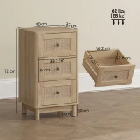 HOMCOM 40 cm Drawer Chest of Drawers with 3 Drawer - Oak(m-3)