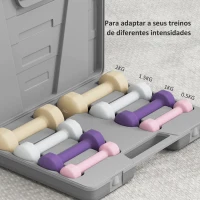 HOMCOM Conjunto de Halteres de 8 Peças 2x0,5 kg 2x1 kg 2x1,5 kg 2x2 kg Antiderrapantes com Mala de Transporte Multicoloridos(m-7)