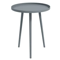 Outsunny Round Garden Coffee Table, Outdoor Side Table with Rounded Steel Edge, Ø40 x 50H cm, Grey(m-1)