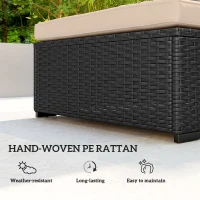 Outsunny Rattan Sun Lounger with 5-Level Reclining Back Side Tray and Cushion, Black(m-5)