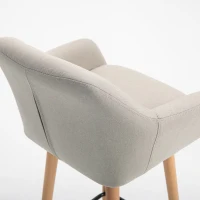 HOMCOM Set of 2 Bar Stools Modern Upholstered Seat Bar Chairs with Metal Frame, Solid Wood Legs Living Room Dining Room Fabric Furniture - Beige(m-8)