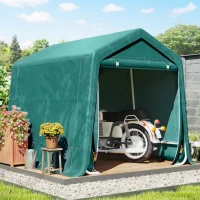 Outsunny 8 x 6.5 ft Outdoor Garden Storage Shed, Waterproof Bike Tent with Double Roll-up Zipper Door for Garden Tools, Green(m-2)
