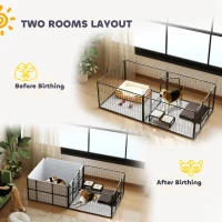 PawHut Seven-Panel Dog Whelping Box, Dog Playpen with Washable Whelping Pads, Wind-Resistant Fabric, for Small and Medium Dogs(m-6)