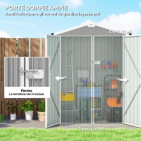Outsunny Casetta da Giardino in Acciaio 1.1m² con Doppie Porte Bloccabili, 133x87x178 cm, Grigio Argento(m-4)