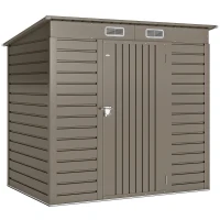 Outsunny 4 x 6ft Galvanised Metal Garden Shed, with Locking Door - Grey(m-1)