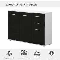 HOMCOM Dulapior-consola cu Usi si Sertare Negru Lucios 106 x 76 x 35 cm(m-5)