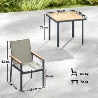 Outsunny Five-Piece Metal Dining Set, with Glass-Top Table - Khaki(m-3)