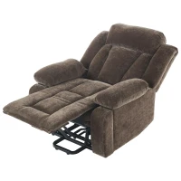 Electric Power Lift Recliner Armchair with Vibration Massage and Lumbar Heating, Sofa with Cup Holders & Side Pocket, 95L x 94W x 107H cm, Brown(m-13)