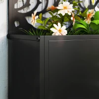 Outsunny Outdoor Metal Planter, with Back Trellis - Black(m-9)