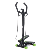 HOMCOM stepper met handgrepen trainingsriemen sidestepper hometrainer LCD-display staal