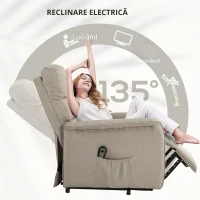 Homcom Fotoliu Rabatabil Electric – Bej, Cu Taburet & Telecomanda(m-7)