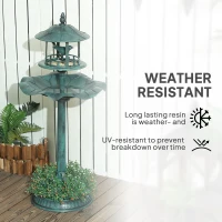 Outsunny 3-in-1 Garden Bird Bath, Freestanding Birdbath with Large Water Basin, Underneath Flower Planter, Φ50 x 113 cm, Green(m-6)