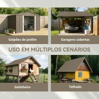 Outsunny Conjunto de 12 Painéis para Telhado de Aço Galvanizado 7 m² para Abrigos e Garagens 129x45 cm Castanho(m-4)