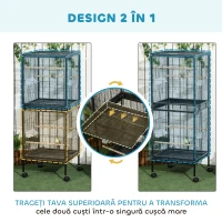 PawHut Colivie Pasari 140 cm cu Roti si Accesorii(m-4)