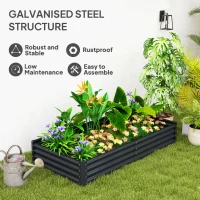 Outsunny 180 x 90cm Galvanised Steel Open Planter - 84H-211V00CG(m-5)