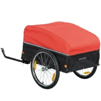 SPORTNOW Remorque vélo 170 L Remorque de chargement pour vélo avec attelage, bâche, serrage rapide 51 cm, pneus pneumatiques jusqu'à 40 kg(m-6)