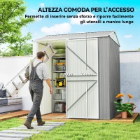 Outsunny Casetta da Giardino Alta in Acciaio da 3.51m² con Prese d'Aria e Porta Bloccabile, 209x177x236 cm, Argento(m-4)